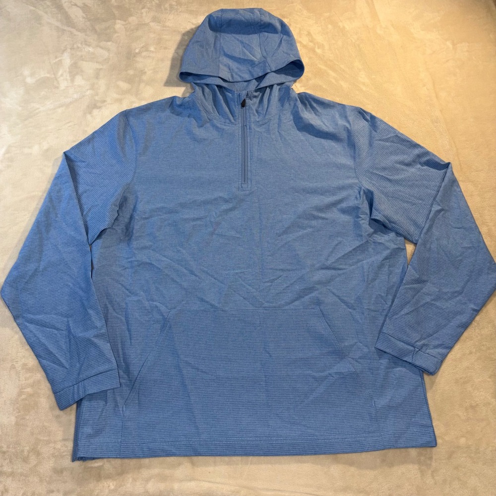 Roundtree & Yorke Performance Mens Blue 1/4 Zip Hoodie UPF 50+ Medium 726-1495